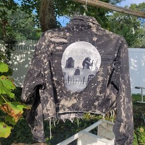 Upcycled cropped denim jacket